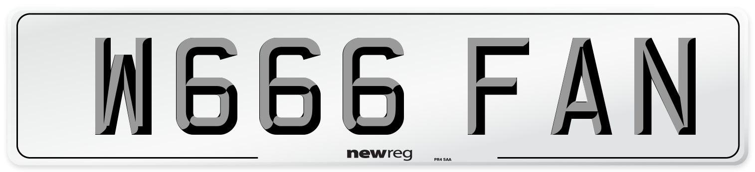W666 FAN Number Plate from New Reg